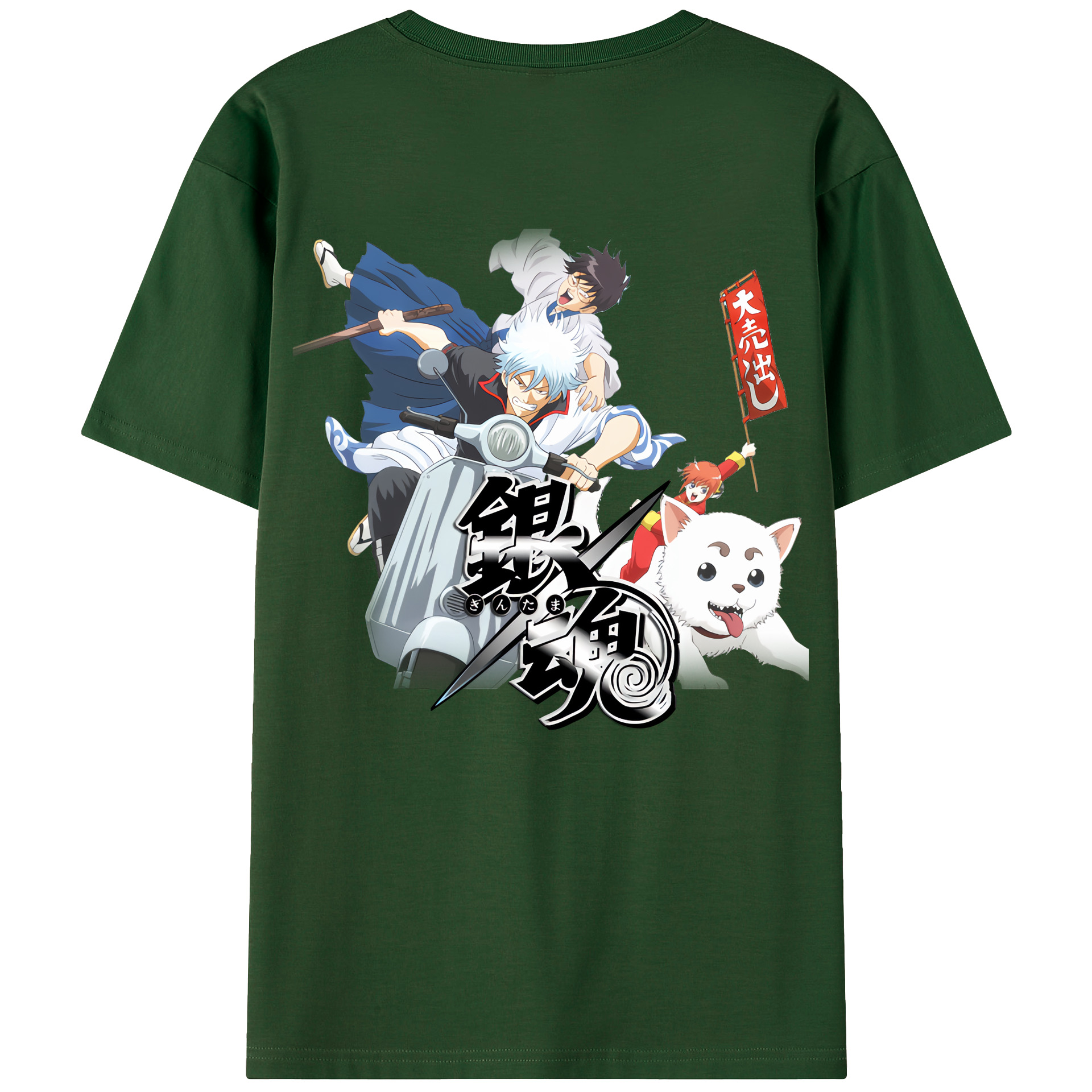 （画像用） ぎんたま 坂田銀時（さかたぎんとき） 神楽 志村新八（しむら しんぱち） GINTAMA Sakata Gintoki Kagura Shimura Shinpachi 綿100％半袖Tシャツ（背面プリント）